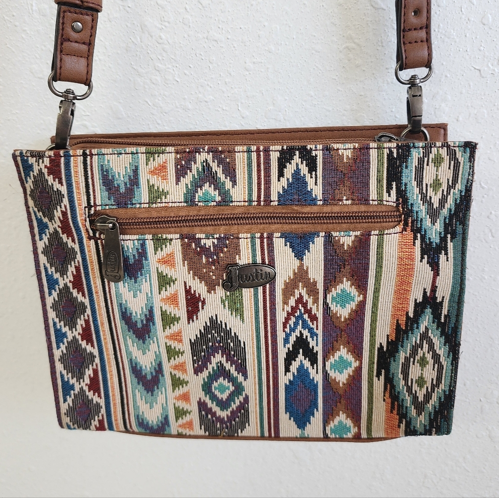 Justin Jacquard Aztec Patterned Southwestern Crossbody Bag - Picture 5 of 7